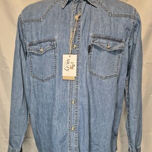 MNDY Men's Blue Casual Button Down Shirt